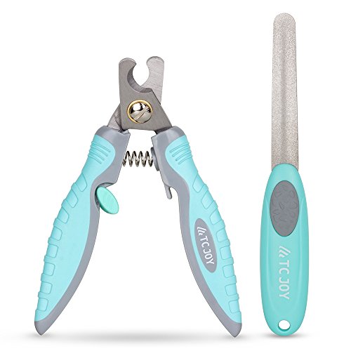 TC JOY Dog Nail Clippers Trimmer - Nail File Set Safe at Home Grooming - Razor Sharp Blades, Safety Lock & Non-Slip Handles - Ideal Small Medium Large Breeds, Light Blue