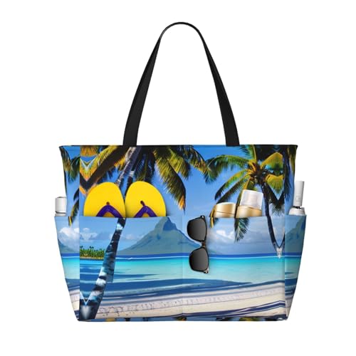 Sac grand fourre-tout Tahiti Beaches imperméable à bandoulière pour voyage et plage