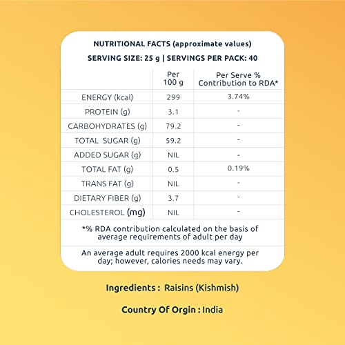 Image of Farmley Raisins Seedless I 1Kg,I Kishmish, Dry Fruits Source Of Potassium, Healthy & Nutritious (Pack of 3)