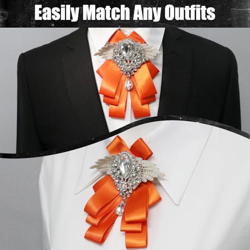 Image of Luckyvestir Womens Mens Bow Tie Ribbon Black Rhinestone Bow Ties Men Large Crystal Bowknot Bowtie for Wedding Party Banquet