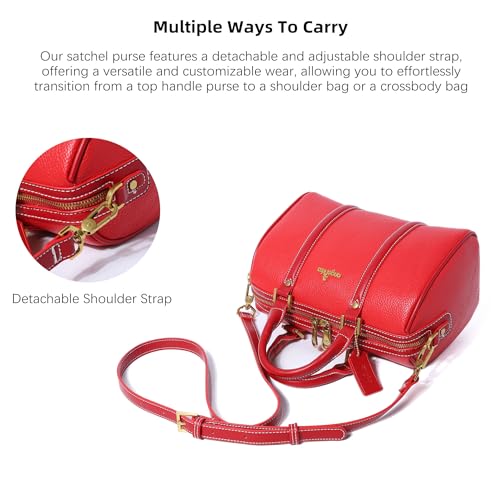 Image of Angel Kiss Women Satchel Purses and Handbags Vegan Leather Boston Barrel Bag Top Handle Shoulder Purse with Crossbody Strap | Vegan Leather