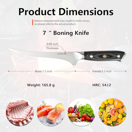 Fillet Knife 7 Inch, Super Sharp Boning Knife Constructed from Superior Stainless Steel with Ergonomic Handles, Professional Filleting Knives for Meat Poultry Cutting - Image 3