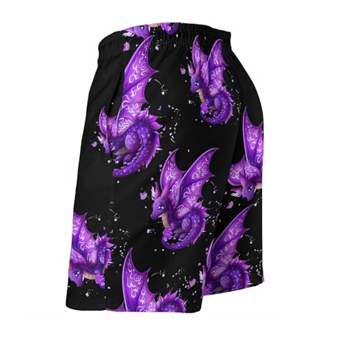 Dragon Magical Purple Men's Swim Trunks Lightweight Bathing Suit Board Shorts Hawaiian Beach Swimwear3