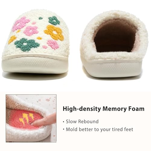 Image of Cute House Slippers for Women Men with Memory Foam Retro Happy Face Cozy Shoes