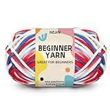 120g Americana Yarn for Crocheting and Knitting; Rainbow Yarn for Beginners with Easy-to-See Stitches;Worsted-Weight Medium #4 for Beginners Crochet Kit Making