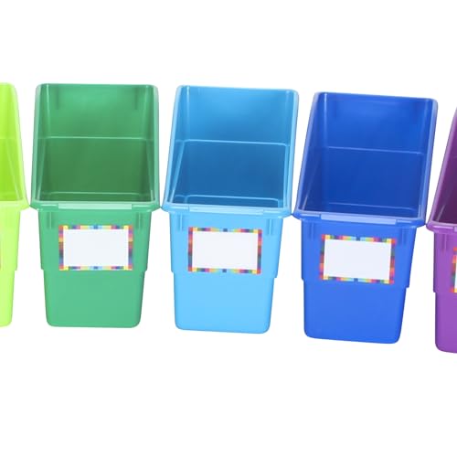 Image of Really Good Stuff Rainbow Organizing Bins, Plastic Book Holders - 12-Pack