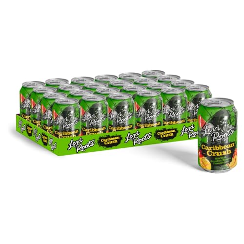 Levi Roots Caribbean Crush Sparkling Fruit Juice Drink Grapefruit Mango & Pineapple 24 x 330ml Cans Vegetarian Tropical Flavour Party & Vending Pack