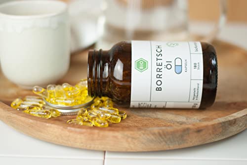 Borretschöl Kapseln BIO 180 Stück vegane Kapseln | mit 500 mg bio Borretschöl nativ und kaltgepresst von bioKontor