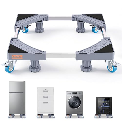 VEVOR Mini Support de Réfrigérateur Charge 181 kg Déplace Meuble Base de Machine à Laver Mobile Universelle 4 Pieds 4 Roues Pivotantes Verrouillables Socle...