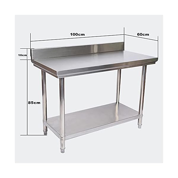Wiltec Edelstahl Tisch Arbeitstisch Edelstahltisch mit Aufkantung 100 x 60 x 85 cm – Bild 6