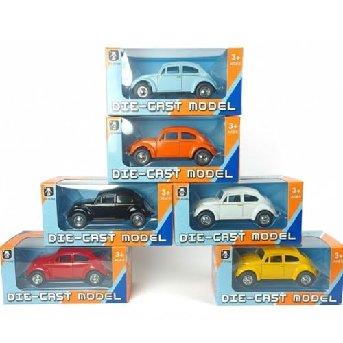 Image of Vintage Die-Cast Metal Toy Car with Openable Doors & Pull Back Action, 1:36 Scale Classic Model Vehicle, Durable Metal Body, Kids Toy Gift for Boys & Girls 3+ Years (Pack of 1) (White)