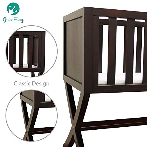 Green Frog, Allegro Cradle | Handcrafted Contemporary Wood Baby Cradle | Premium Pine Construction | Rocking and Stationary | Rich Espresso Color - Thumbnail 7