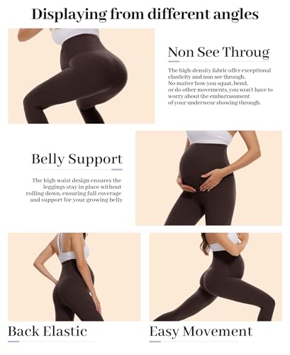 Happy. angel Women’s Maternity Leggings Over The Belly, Soft Stretchy Pregnancy Pants for Active Workout Yoga Wearing