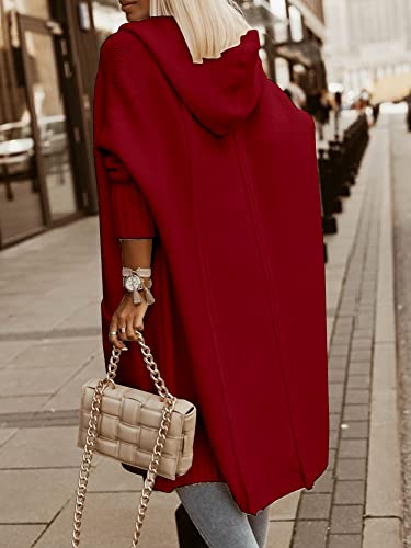 Image of Aoysky Womens Long Cardigans Cable Knitted Open Front Oversized Hooded Outerwear Sweater Coat