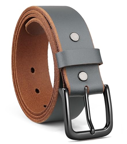 Image of CHAOREN Mens Belts Casual for Jeans - Full-Grain Leather, Durable Cowhide | Solid Buckle, Classic Style, Handmade, Daily Wear, Gift Box