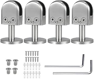 Proster Glass Clamp 4PCS 10mm Glass 40mm Rod Stainless Steel 304 Glass Clip Clamp Glass Bracket Adjustable Glass Clip for Staircase Handrail Balustrade Fence