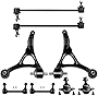 LSAILON 8pcs Front Suspension Kit Lower Control Arm Lower Ball Joint Stabilizer Sway Bar Link Fit 2003-2011 For Volvo XC90