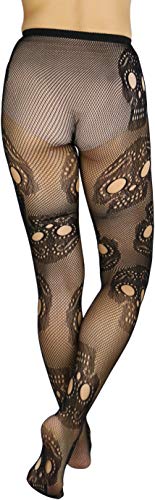 Image of ToBeInStyle Women's Sugar Skull Dia de los Muertos La Catrina Skeleton Bones Tights & Thigh High Stockings