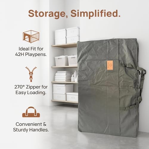 Image of PJYuCien Storage Bag for 42 inchx24 inch Metal Foldable Dog Playpen | 600D Oxford Fabric, 270 Large Zipper, Travel Carry Case for Camping, Park & Home, Waterproof Moisture-Proof