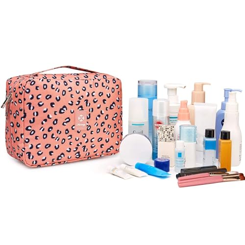 Image of Hanging Travel Toiletry Bag Cosmetic Make up Organizer for Women and Girls Waterproof (Leopard)