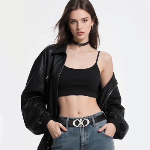 Image of Aurolran Women's Leather Belt with Buckle - Ideal for Dresses, Jeans, and Coats