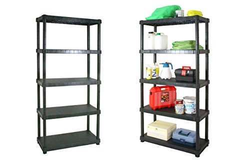 Kreher 2 Stück solide Schwerlastregale aus Kunststoff mit fünf geschlossenen Böden zum Schnäppchenpreis! Maße BxTxH in…