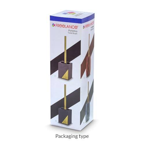 Image of Freelance Portofino ABS Toilet Cleaning Brush with Holder Stand - New Brown - Hygienic Commode /Toilet Brush Cleaner Set - Compact Stand, Ideal for Cleaning Bathroom Pot /Bowl /WC - Holder Included