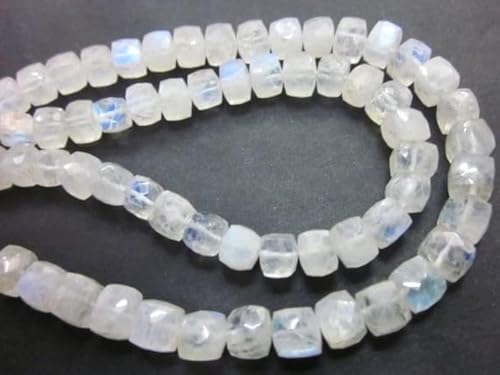 Briolettes cube contre bijoux ternes perles blanches facettées 5-7mm