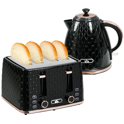 HOMCOM Set desayuno hervidor y tostador negro