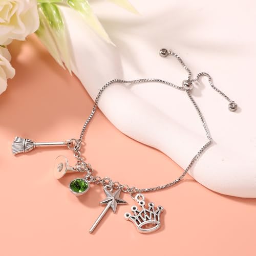 Musical Charm Bracelet, Adjustable Alloy Fancy Bracelet with Witch Hat Fairy Wand Crown Witch Broom Charms Musical Theme Merch Fantasy Bracelet Witch Inspired Musical Gift Musical Lover Gift4