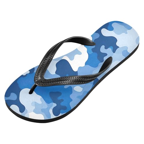 Womens Flip Flops Blue CamouflageNon-Slip Casual Beach Slippers Rubber Sandals214A4567