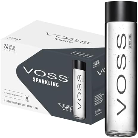 VOSS Sparkling Water, Pack of 24 x 375ml VOSS Original Glass Bottles, Natural Mineral Water