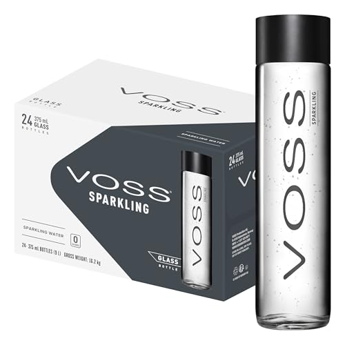 VOSS Sparkling Water, Pack of 24 x 375ml VOSS Original Glass Bottles, Natural Mineral Water