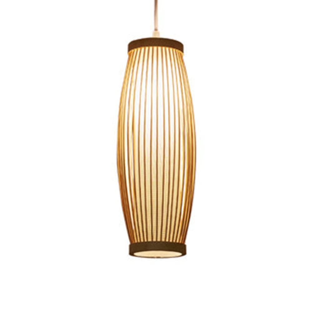 STARZE Bamboo Pendant Light Rattan Ceiling Chandelier Lamp Cylindrical Birdcage Ceiling Light Shade Wicker Hanging Light Fixture Lamp for Living Room, Kitchen & Dining Room, Bedroom, Restaurant, Café