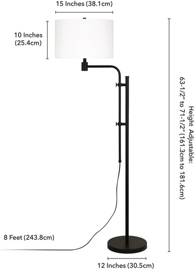 Henn&Hart 24" Blackened Bronze Metal/Fabric Floor Lamp