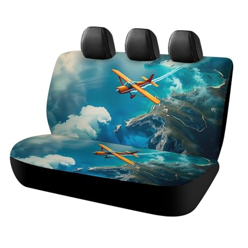 HSZHSZ Aerial Glider Universal Rear Bench Seat Cover for Cars SUV Trucks Lightweight Breathable Cloth Elastic Back Seat Protector Mat