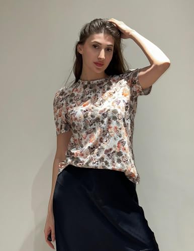 Zeagoo Blouse for Women Dressy Casual Puff Short Sleeve Boho Tops Fashion Floral Crew Neck Tunic Shirts Summer Clothes