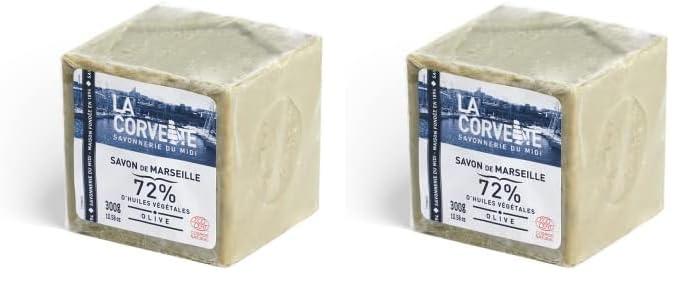 La Corvette Cube de Savon de Marseille Olive Ecocert Film 300 g (Lot de 2)