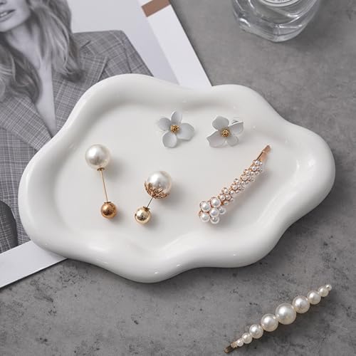 Besskon YYGUS24010400WH Small Jewelry Dish Tray For Women, Ceramic Jewlery Tray, Ring Dish Holder Jewelry Plate Tray, Cute Cloud Tray Decorative Dish thumb #4