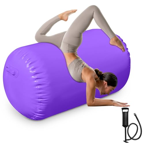 Air Roller Gymnastics Barrel Back Handspring Trainer Air Barrel Gymnastics Air Tumbling Mat for Tumbling Cheerleading Training Yoga Gym with Manual Air Pump Backhandspring