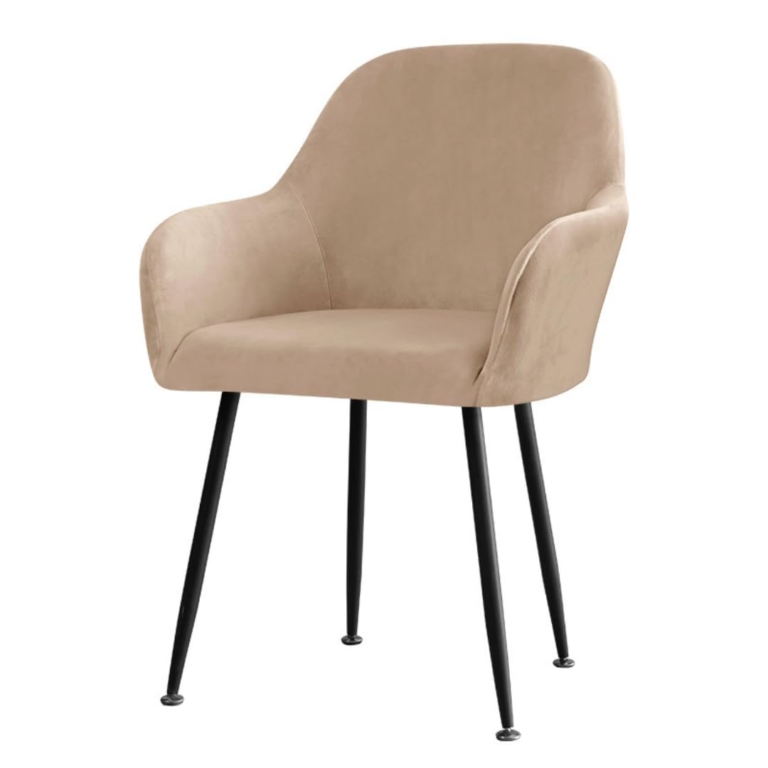 Odot Dining Chairs Covers with Armrest, Curved Back Slipcovers Washable Removable Elastic Chair Cover for Vanity Swivel Armchair, Kitchen, Party, Hotel, Office (Camel,Set of 4)