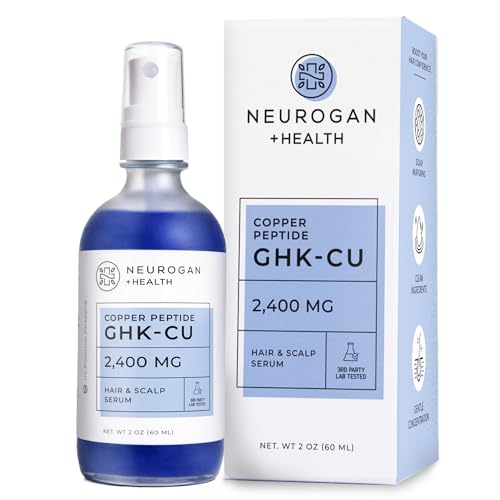 Neurogan GHK-Cu Copper Peptide Hair & Scalp Serum – 2400mg, 4% Copper Peptides – Fast-Absorbing, Water-Based Formula for Hair Softness & Shine - Dry Scalp Moisturizer Spray, Made in USA