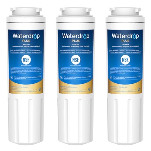 Waterdrop Plus UKF8001 NSF 401,53 Certified Refrigerator Water Filter, Reduce PFAS, Replacement for Whirlpool® Everydrop® Filter 4, EDR4RXD1, Maytag® UKF8001AXX, 3 Filters (Package May Vary)