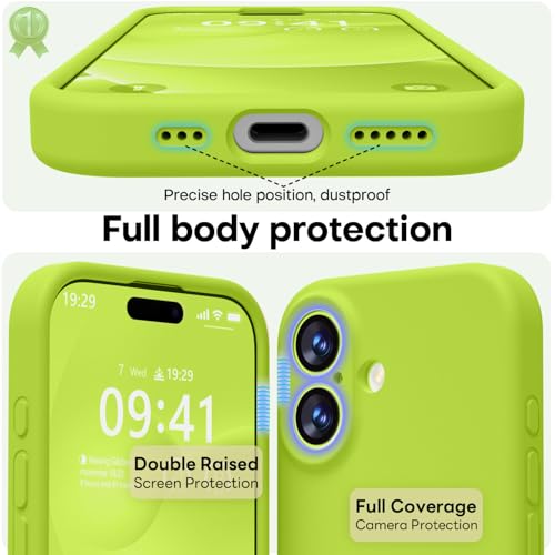 Image of LOVE 3000 Designed for iPhone 17 Case, Premium Silicone [Compatible with Magsafe][Soft Anti-Scratch Microfiber Lining] Shockproof Protective Phone Case for Men Women 6.3 inch, Fluorescent Green