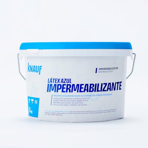 KNAUF - Impermeabilizante Latex Azul 5 kg - Listo para Usar - En Base Sintético y Aditivos Inertes - Utilizar Previo al Alicatado en Zonas Húmedas - Excelente Adherencia Multisuperficie