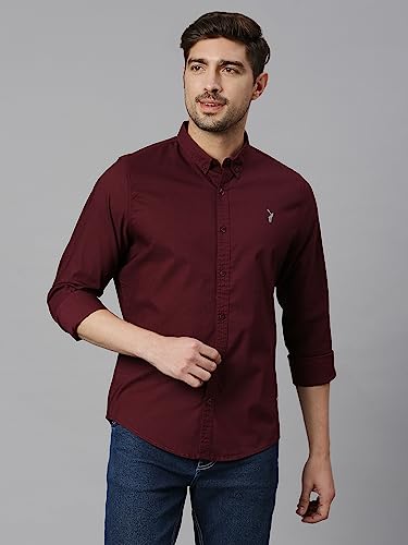 Image of Thomas Scott Men's Cricket Club Collection Classic Regular Fit Twill Shirt | 100% Cotton Long Sleeve Solid Shirt with Button Down Collar (Available in Plus Size)