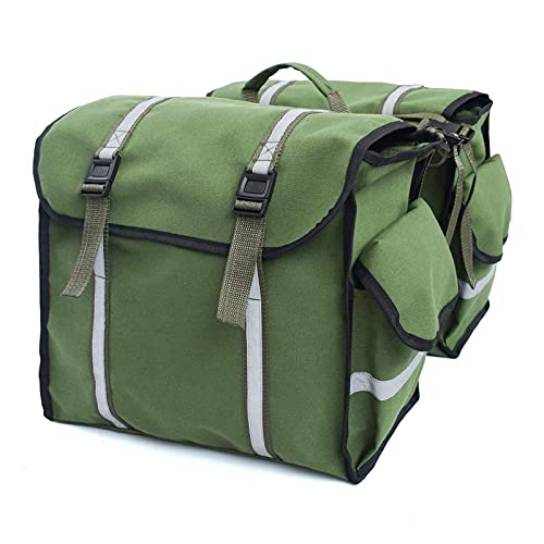 Sac de transport double pour porte-bagages de vélo vert aux finitions soignées