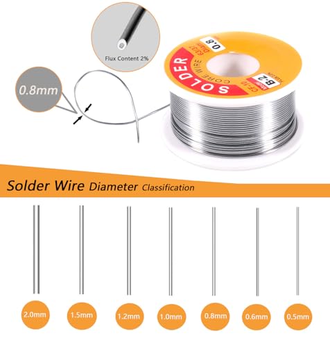 Image of 63 /37 Tin-Lead Rosin Core Solder Wire for Electrical Soldering, Flux Content 2%, 0.8mm, 100g(Net 80g)