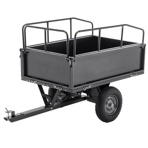 Carretilla Volteo 600 lbs Capacidad 17 Pies Cúbicos – Carro de Remolque para ATV, Tractor de Césped, Jardín con Neumáticos de 15" – Volteo de Control Dual, Construcción Resistente a Óxido, Negro miniatura 1