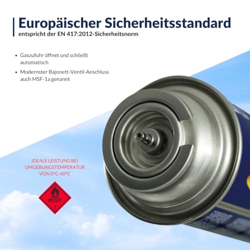 Gas Bullet ® Gaskartusche 227g passend für Gaskocher und Geräte mit Bajonett-Ventil Anschluss (MSF-1a) | Butan | Ideal für Camping/Outdoorküchen/Notfälle (12) 4